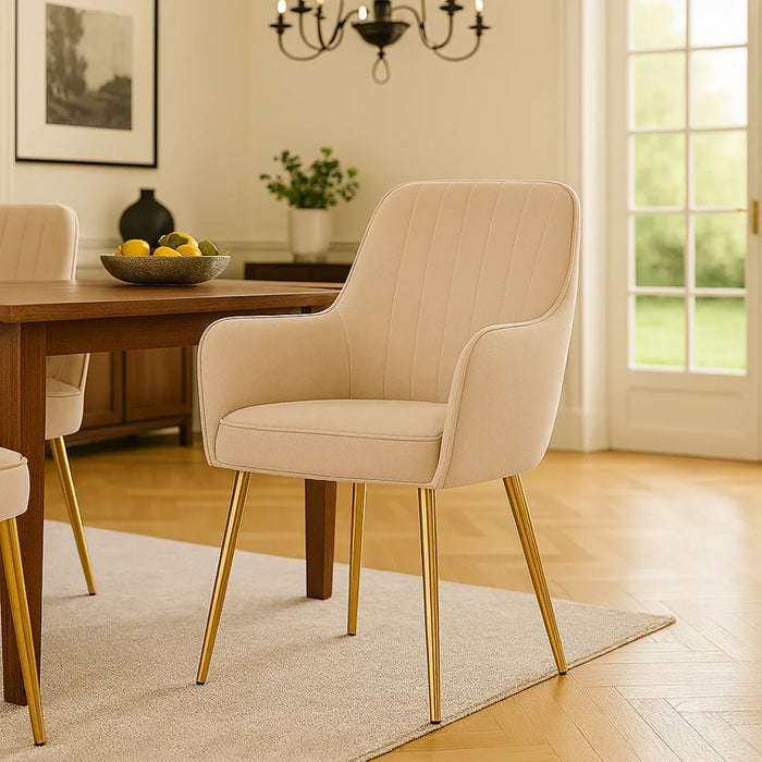 Wooden Twist Velour Modern Cafe Dining Chair Metal Legs