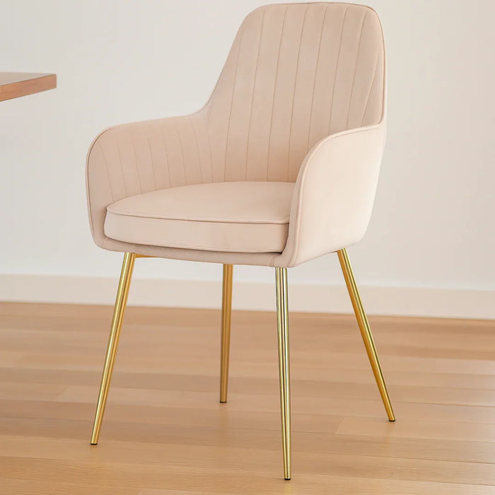 Velour Modern Cafe Dining Chair Beige