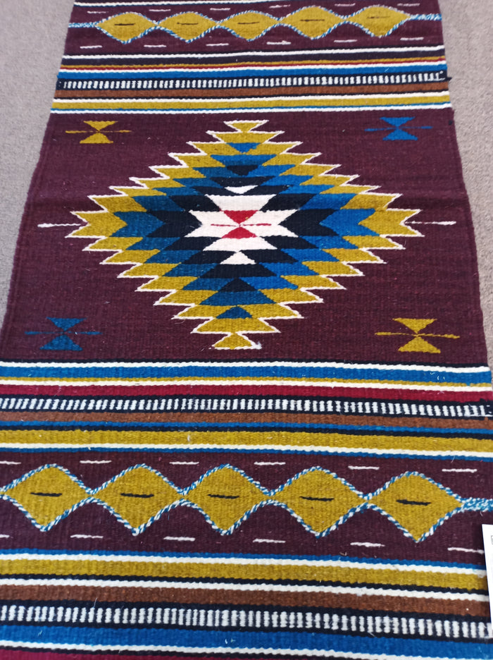 Zapotec Handwoven Wool Rug; 22"x44"; ZP118-1