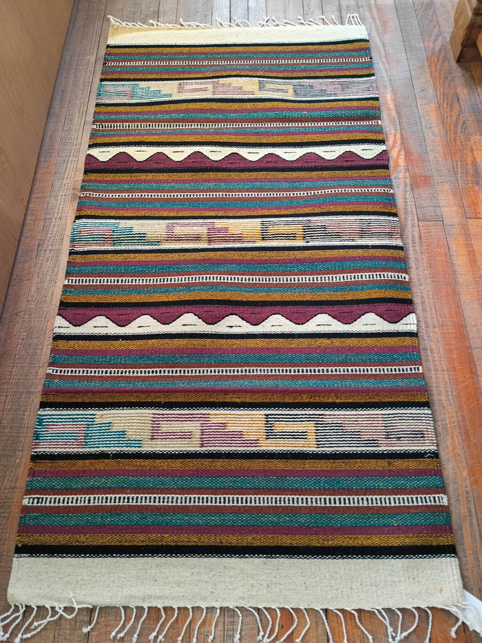 Zapotec Handwoven Wool Rug; 30"x60"; Z17-3